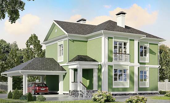 170-001-Л Проект двухэтажного дома и гаражом, компактный дом из керамзитобетонных блоков Майкоп | Проекты домов от House Expert