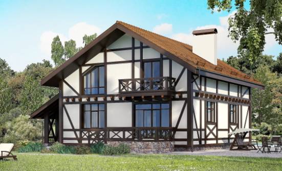 155-002-П Проект двухэтажного дома мансардой, гараж, скромный дом из блока Майкоп | Проекты домов от House Expert