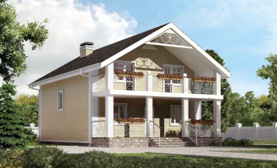 150-007-Л Проект двухэтажного дома с мансардой, классический загородный дом из бризолита Майкоп | Проекты домов от House Expert