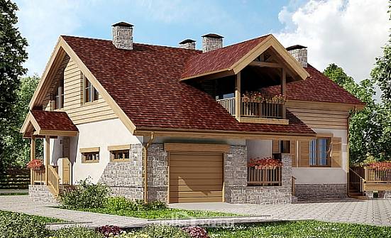 165-002-П Проект двухэтажного дома мансардой, гараж, уютный домик из бризолита Майкоп | Проекты домов от House Expert