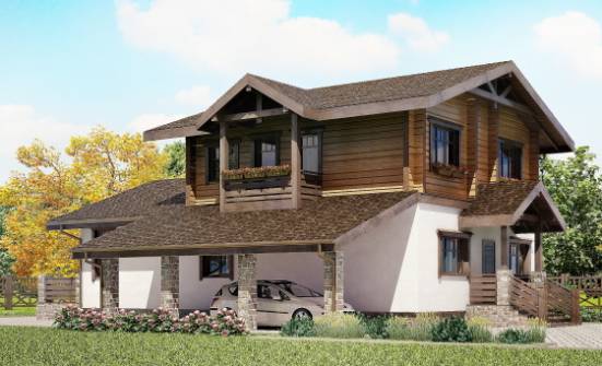170-004-Л Проект двухэтажного дома с мансардой и гаражом, бюджетный загородный дом из блока из дерева Майкоп | Проекты домов от House Expert
