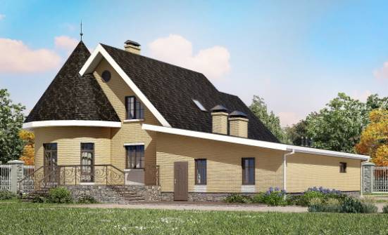 250-001-Л Проект двухэтажного дома мансардой, гараж, простой домик из бризолита Майкоп | Проекты домов от House Expert