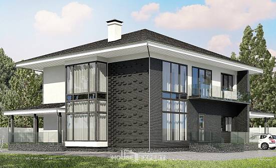 245-002-П Проект двухэтажного дома, гараж, классический домик из газобетона Майкоп | Проекты домов от House Expert