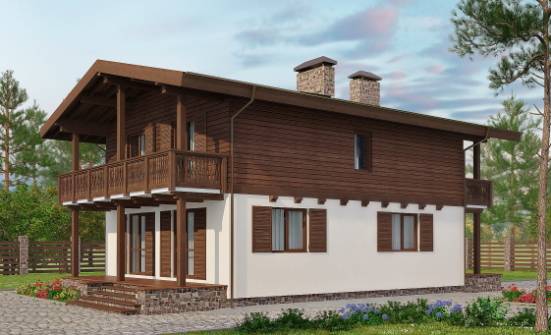150-016-Л Проект двухэтажного дома мансардой, простой домик из твинблока Майкоп | Проекты домов от House Expert