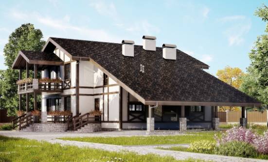 250-002-Л Проект двухэтажного дома мансардный этаж и гаражом, классический домик из кирпича Майкоп | Проекты домов от House Expert