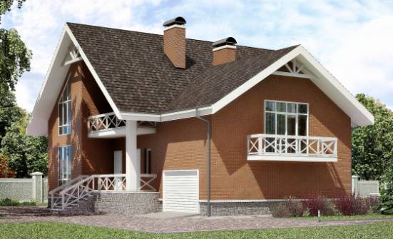 215-001-П Проект двухэтажного дома с мансардой и гаражом, простой домик из теплоблока Майкоп | Проекты домов от House Expert