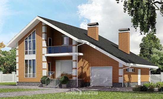 190-006-П Проект двухэтажного дома с мансардой, гараж, просторный загородный дом из бризолита Майкоп | Проекты домов от House Expert