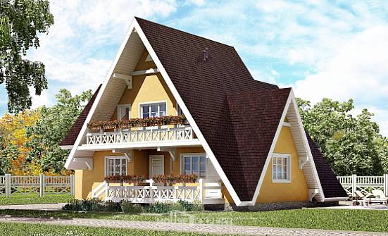 155-008-П Проект двухэтажного дома мансардой, бюджетный домик из дерева Майкоп | Проекты домов от House Expert