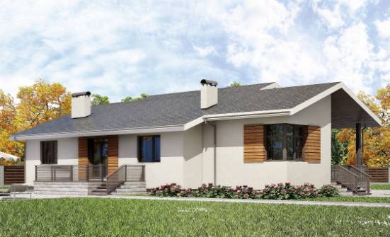 135-002-П Проект одноэтажного дома и гаражом, небольшой загородный дом из керамзитобетонных блоков Майкоп | Проекты домов от House Expert