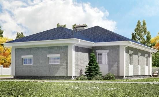 130-002-П Проект одноэтажного дома и гаражом, уютный загородный дом из бризолита Майкоп | Проекты домов от House Expert