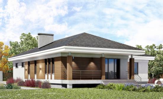 165-001-П Проект одноэтажного дома, гараж, недорогой загородный дом из твинблока Майкоп | Проекты домов от House Expert
