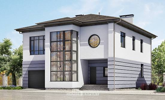300-006-Л Проект двухэтажного дома и гаражом, большой коттедж из кирпича Майкоп | Проекты домов от House Expert