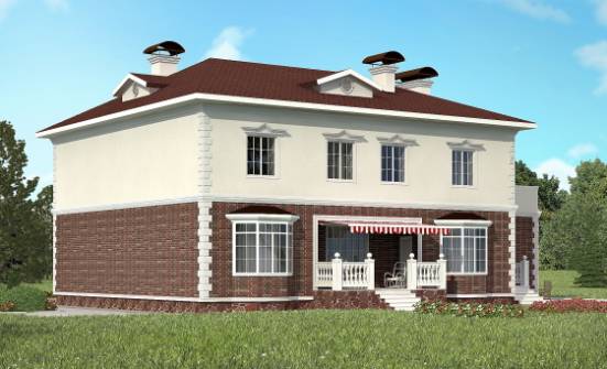 380-001-Л Проект двухэтажного дома и гаражом, современный загородный дом из кирпича Майкоп | Проекты домов от House Expert