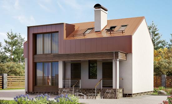 120-004-Л Проект двухэтажного дома с мансардой, недорогой коттедж из бризолита Майкоп | Проекты домов от House Expert