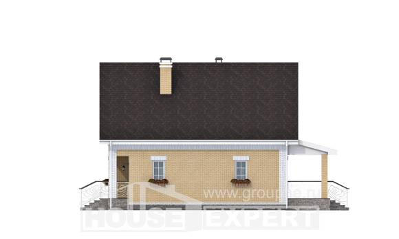 130-004-П Проект двухэтажного дома с мансардой, небольшой загородный дом из блока Майкоп, House Expert