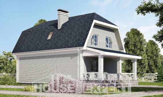 160-006-Л Проект двухэтажного дома с мансардой и гаражом, классический коттедж из керамзитобетонных блоков, Майкоп