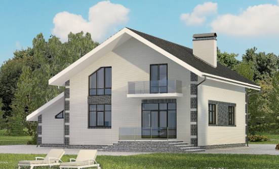 180-001-П Проект двухэтажного дома с мансардой и гаражом, бюджетный коттедж из керамзитобетонных блоков, Майкоп