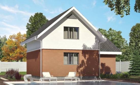 120-002-Л Проект двухэтажного дома мансардой и гаражом, небольшой коттедж из пеноблока Майкоп | Проекты домов от House Expert