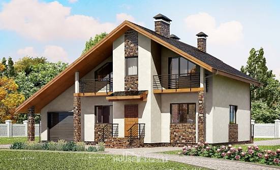 180-008-Л Проект двухэтажного дома мансардой, гараж, красивый домик из керамзитобетонных блоков Майкоп | Проекты домов от House Expert