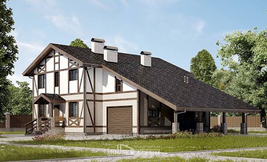 250-002-П Проект двухэтажного дома мансардный этаж и гаражом, просторный дом из кирпича, Майкоп