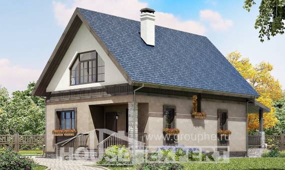 130-003-П Проект двухэтажного дома с мансардой, доступный домик из арболита Майкоп, House Expert