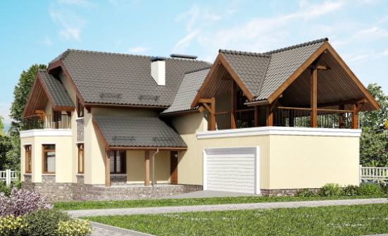 255-003-П Проект трехэтажного дома мансардой и гаражом, уютный дом из твинблока Майкоп | Проекты домов от House Expert