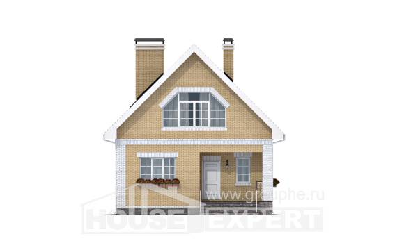 130-004-П Проект двухэтажного дома мансардой, красивый домик из бризолита Майкоп, House Expert