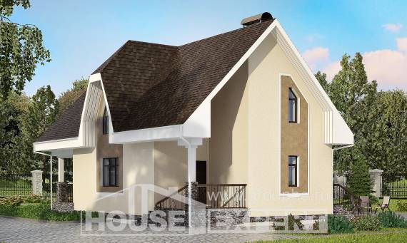 125-001-Л Проект двухэтажного дома мансардой, простой дом из теплоблока Майкоп, House Expert