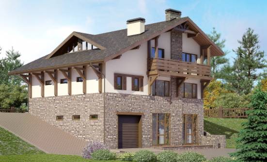 305-002-Л Проект трехэтажного дома с мансардой, большой коттедж из кирпича Майкоп | Проекты домов от House Expert