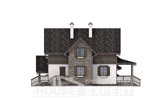 160-002-Л Проект двухэтажного дома мансардный этаж и гаражом, скромный дом из бризолита, Майкоп