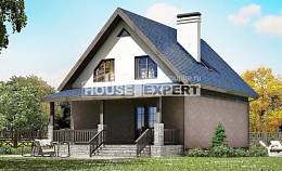 130-003-П Проект двухэтажного дома с мансардой, классический дом из газобетона Майкоп, House Expert