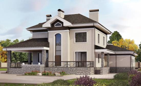 365-001-Л Проект трехэтажного дома, гараж, красивый домик из кирпича Майкоп | Проекты домов от House Expert