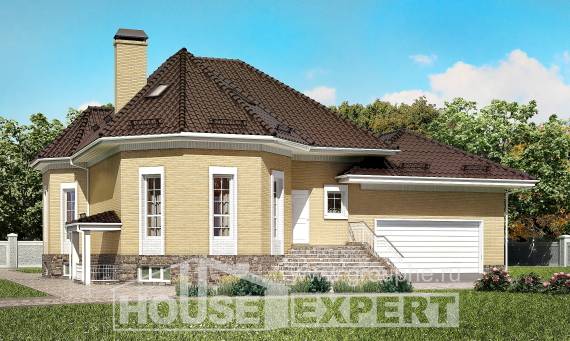 400-001-П Проект трехэтажного дома с мансардой и гаражом, просторный коттедж из газосиликатных блоков Майкоп, House Expert