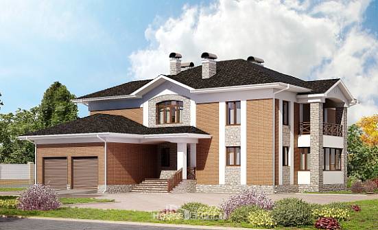 520-002-Л Проект трехэтажного дома, гараж, просторный дом из пеноблока Майкоп | Проекты домов от House Expert