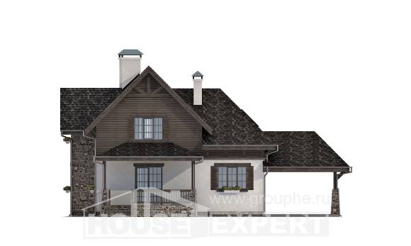 160-002-Л Проект двухэтажного дома мансардный этаж и гаражом, компактный загородный дом из арболита Майкоп, House Expert