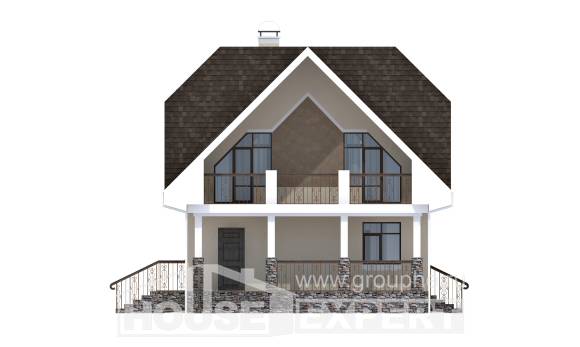 125-001-Л Проект двухэтажного дома с мансардным этажом, небольшой загородный дом из газосиликатных блоков Майкоп, House Expert