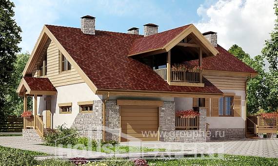165-002-П Проект двухэтажного дома с мансардой и гаражом, недорогой домик из арболита Майкоп, House Expert