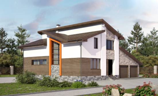 240-004-П Проект двухэтажного дома с мансардным этажом и гаражом, просторный коттедж из арболита Майкоп | Проекты домов от House Expert