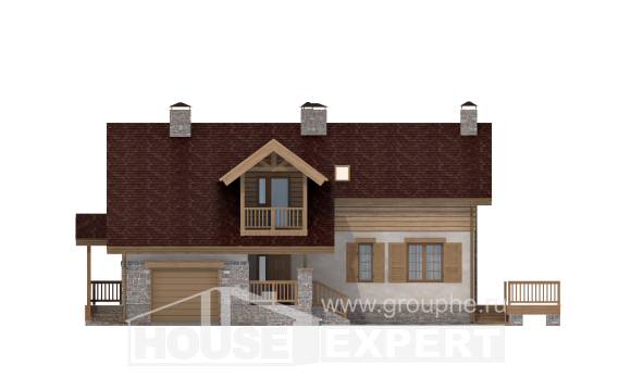 165-002-П Проект двухэтажного дома с мансардой, гараж, доступный домик из керамзитобетонных блоков Майкоп, House Expert