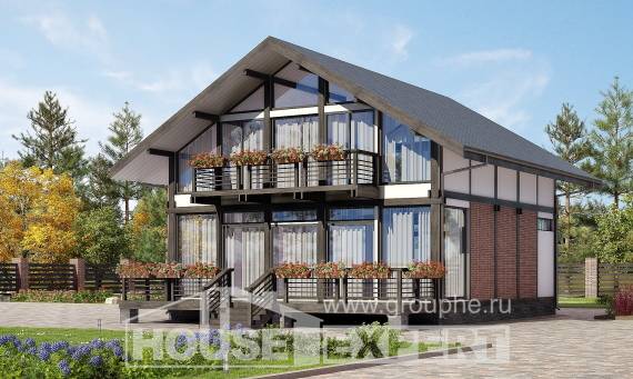 170-007-П Проект двухэтажного дома мансардный этаж, компактный коттедж из дерева, Майкоп