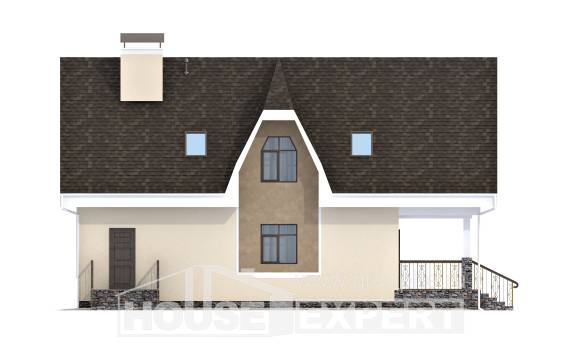 125-001-Л Проект двухэтажного дома с мансардным этажом, скромный загородный дом из бризолита Майкоп, House Expert