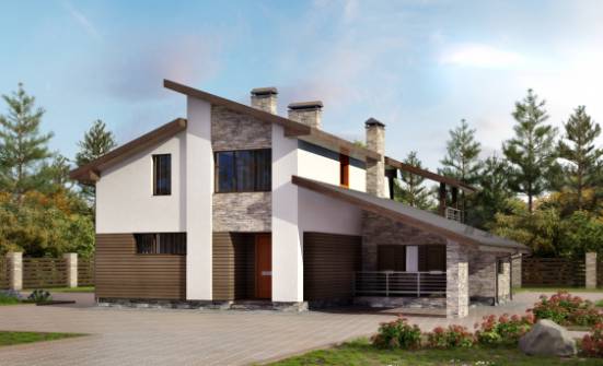 200-010-П Проект двухэтажного дома с мансардой, гараж, просторный коттедж из блока Майкоп | Проекты домов от House Expert