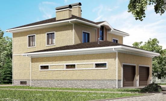 350-002-Л Проект трехэтажного дома, гараж, просторный домик из кирпича, Майкоп