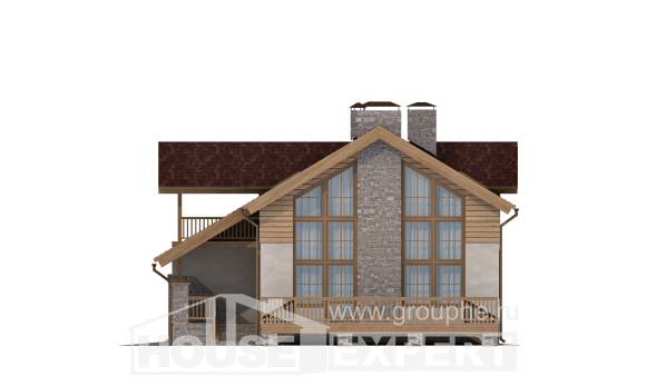 165-002-П Проект двухэтажного дома с мансардным этажом и гаражом, бюджетный дом из теплоблока Майкоп, House Expert