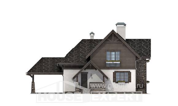 160-002-Л Проект двухэтажного дома мансардный этаж и гаражом, доступный коттедж из пеноблока, Майкоп