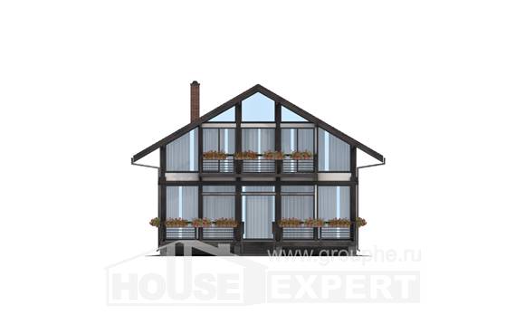 170-007-П Проект двухэтажного дома мансардный этаж, бюджетный домик из бревен, Майкоп