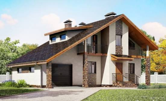 180-008-Л Проект двухэтажного дома мансардой, гараж, красивый домик из керамзитобетонных блоков Майкоп | Проекты домов от House Expert