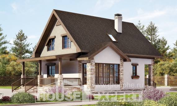 140-002-Л Проект двухэтажного дома с мансардой, бюджетный дом из твинблока, Майкоп