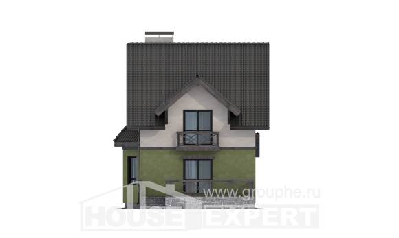 120-003-П Проект двухэтажного дома с мансардой, доступный загородный дом из блока Майкоп, House Expert
