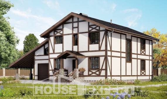 250-002-Л Проект двухэтажного дома мансардой и гаражом, классический дом из кирпича Майкоп, House Expert